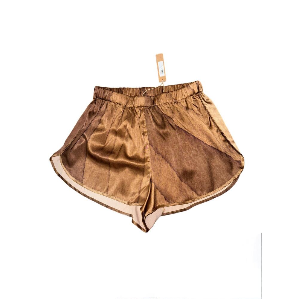 Skims SIZE XXS Nude Print Brown Silk Sleep Shorts Satin PJ Pants Sleepwear